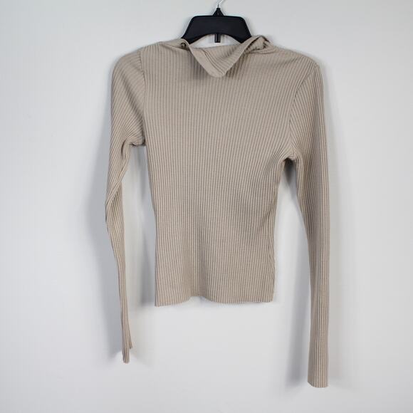 The Range Stark Taupe Mushroom Ribbed Thermal Top Turtleneck Sweater New XS - Picture 4 of 8